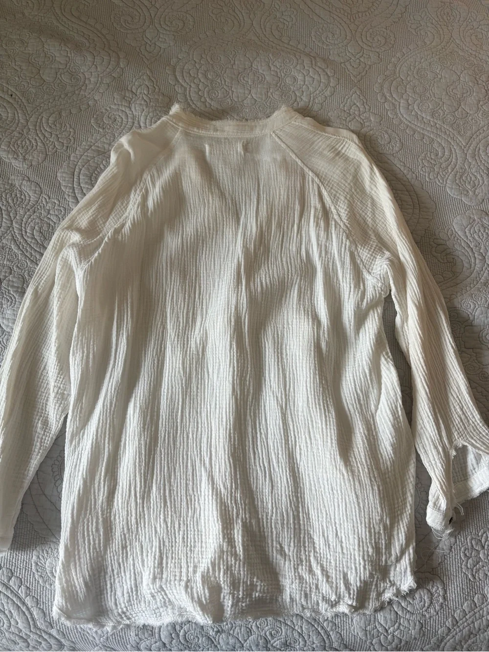 Free People Cream Gauze Button-Down Flowy Blouse XS